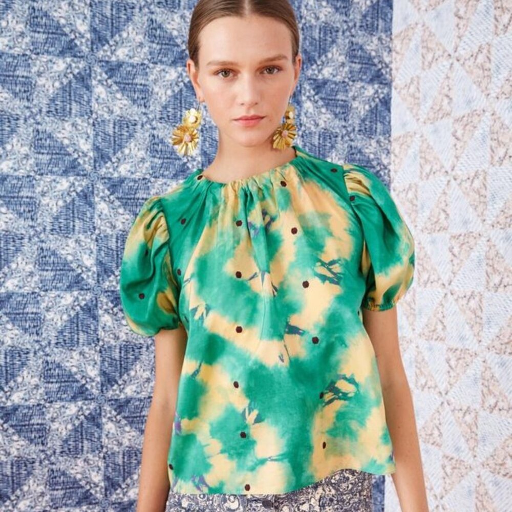 Ulla Johnson Isolda Tie Dye & Texture Dot Top